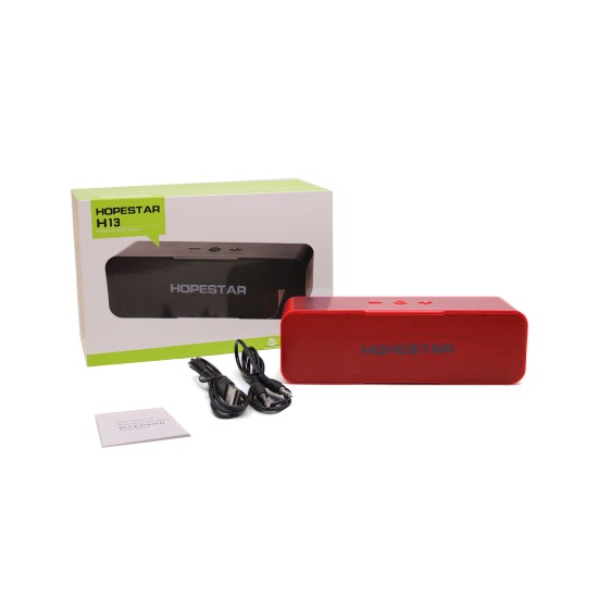 HOPESTAR BLUETOOTH SPEAKER H13 3 HIGH BASS USB/TF/AUX/FM/POWER BANK 16W RED